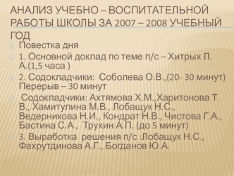 Анализ учебно – воспитательной работы школы за 2007 – 2008 учебный год