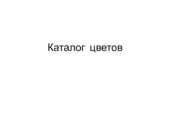 Каталог цветов