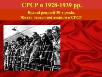 СРСР в 1928-1939 роках. Великі репресії 30-х років. Життя пересічної людини в СРСР