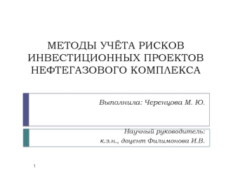 Учёт рисков инвестиционных проектов нефтегазового комплекса