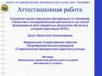 Аттестационная работа. Организация проектной деятельности на уроке математики. Натуральные числа. (5 класс)