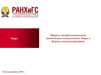 Модель профессиональной компетенции консультанта. Виды и формы консультирования