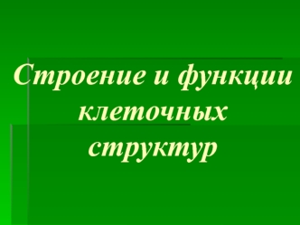 Строение и функции клеточных структур