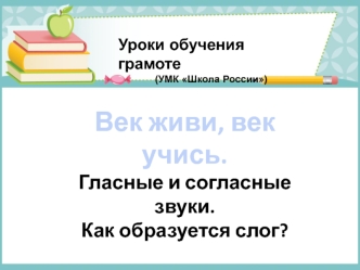 Уроки обучения грамоте (УМК Школа России). Гласные и согласные звуки. Как образуется слог