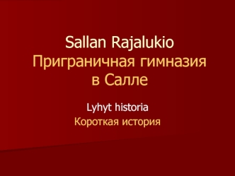 Sallan RajalukioПриграничная гимназияв Салле