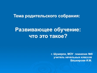 Развивающее обучение: 
что это такое?