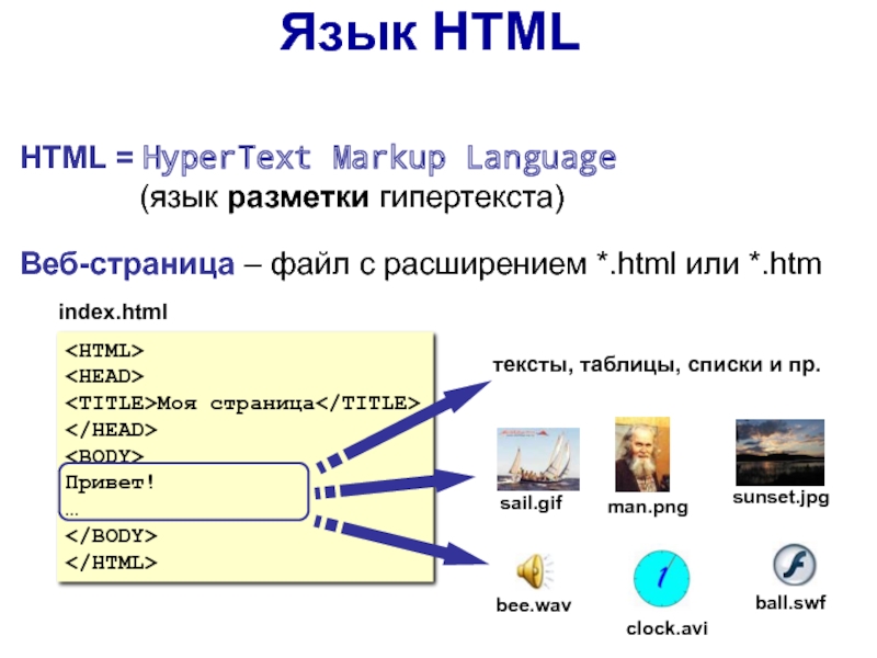 Рисунки на веб страницах хранятся в виде отдельных файлов