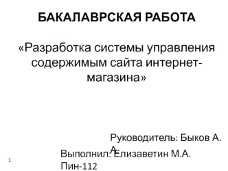 Разработка системы управления содержимым сайта интернет-магазина