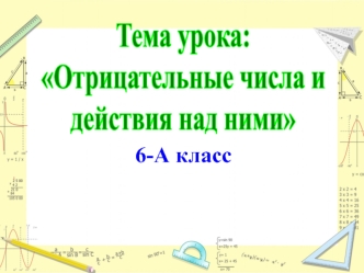 Тема урока:
Отрицательные числа и 
действия над ними
