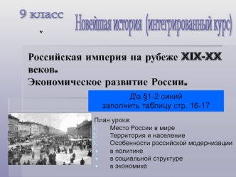 Российская империя на рубеже XIX-XX веков. Экономическое развитие России