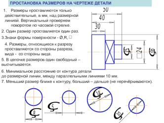 Простановка размеров на чертеже детали