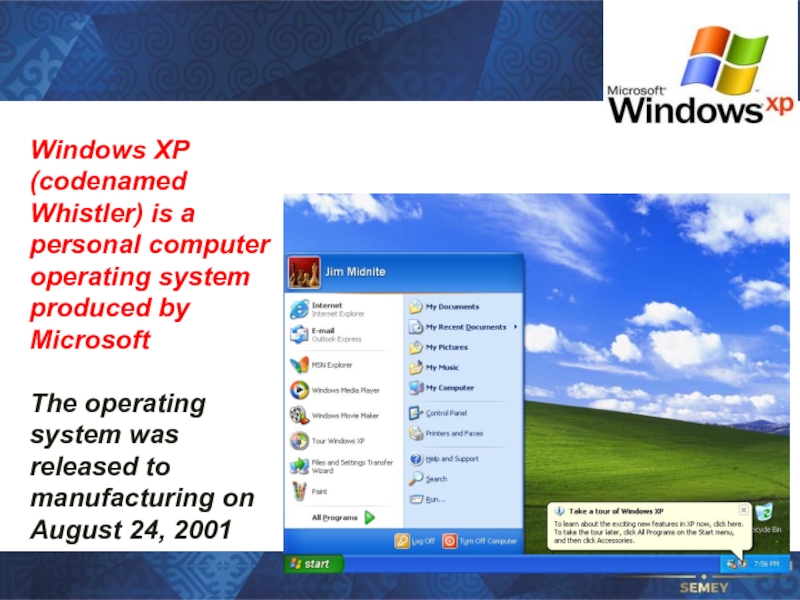 Windows XP (codenamed Whistler) is a personal computer operating system produced by
