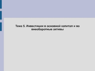 Инвестиции в основной капитал и во внеоборотные активы