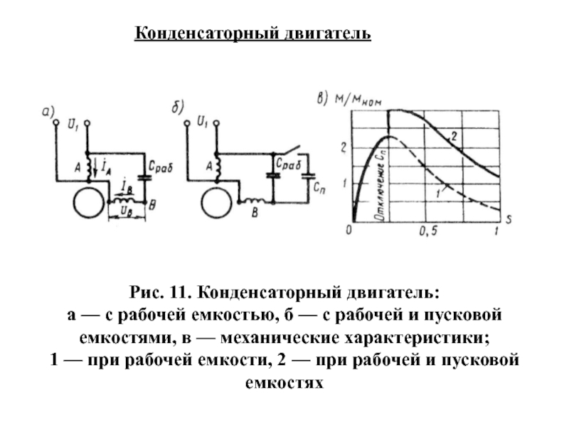 Конденсаторный пуск двигателя схема