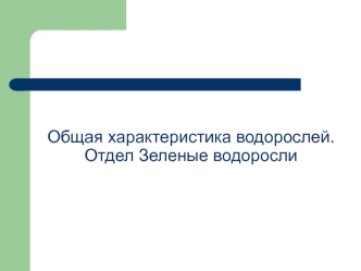 Общая характеристика водорослей. Отдел Зеленые водоросли