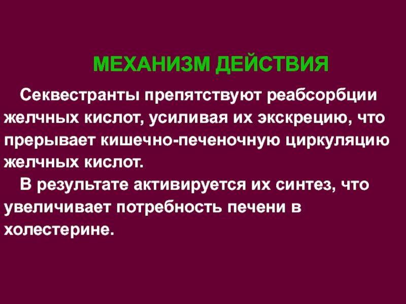 Секвестранты желчных кислот препараты