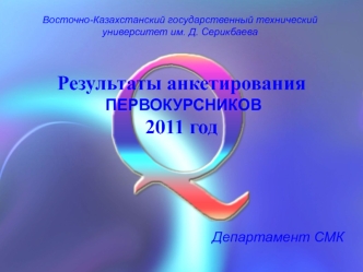 Результаты анкетирования ПЕРВОКУРСНИКОВ2011 год