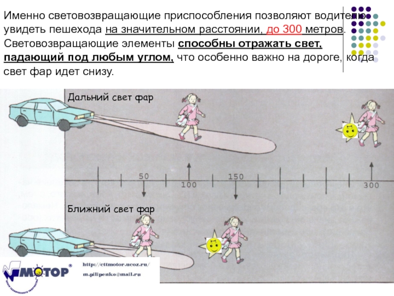 Световозвращающие приспособления. С какого расстояния водитель видит пешехода.