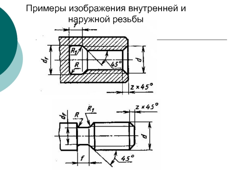 Изображение наружной резьбы