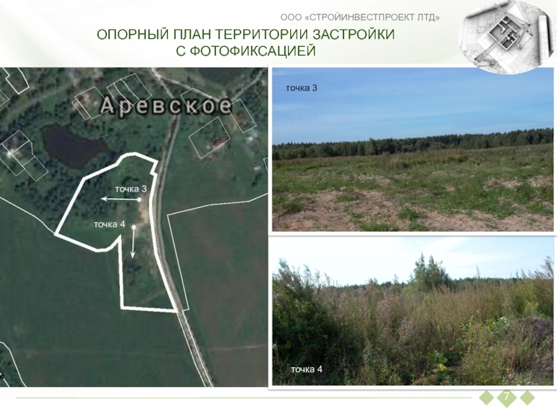 ОПОРНЫЙ ПЛАН ТЕРРИТОРИИ ЗАСТРОЙКИ С ФОТОФИКСАЦИЕЙООО «СТРОЙИНВЕСТПРОЕКТ ЛТД» 7точка 3точка 4точка 3точка 4