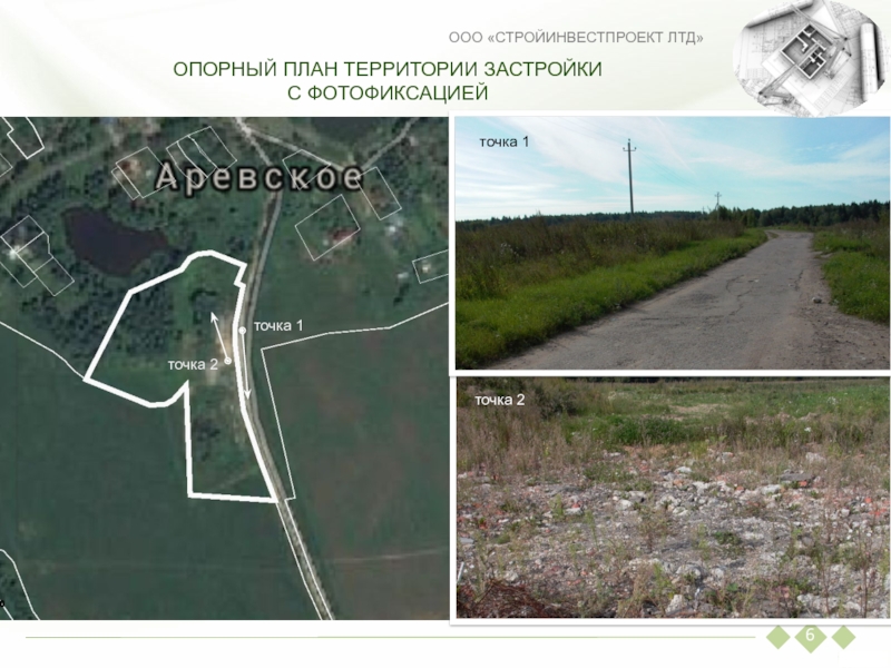 ОПОРНЫЙ ПЛАН ТЕРРИТОРИИ ЗАСТРОЙКИ С ФОТОФИКСАЦИЕЙООО «СТРОЙИНВЕСТПРОЕКТ ЛТД» 6точка 1точка 2точка 1точка 2