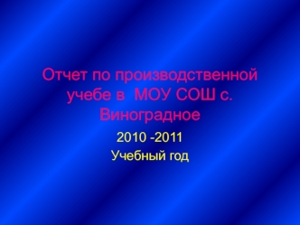Отчет по производственной учебе в  МОУ СОШ с.Виноградное