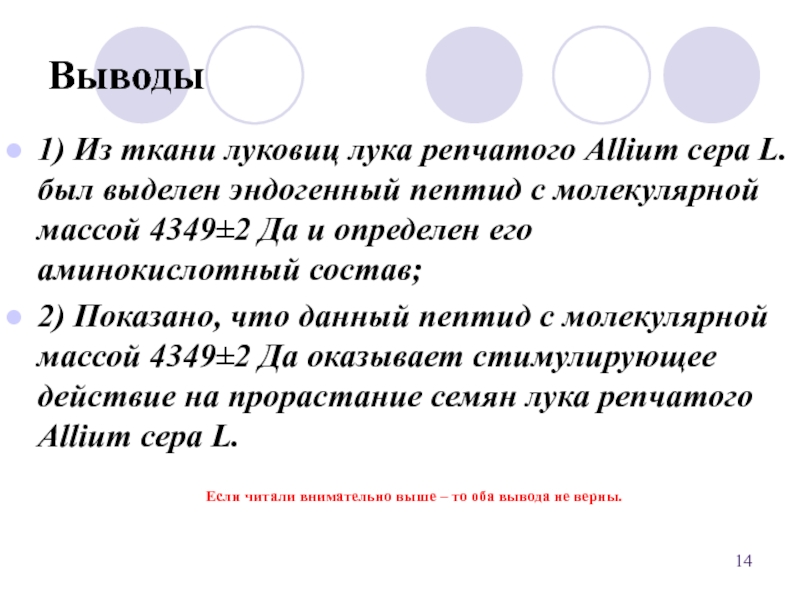 Вывод л. Ткани вывод. Молекулярная масса пептидов.