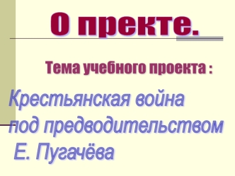 О пректе.