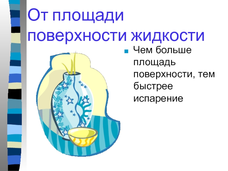 Суть в том что жидкость. Площадь поверхности жидкости. Чем больше площадь поверхности жидкости тем. Чем больше площадь поверхности воды тем.