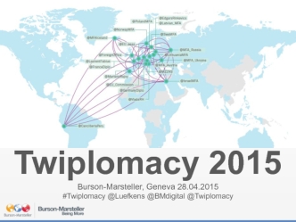 Twiplomacy 2015
Burson-Marsteller, Geneva 28.04.2015
#Twiplomacy @Luefkens @BMdigital @Twiplomacy