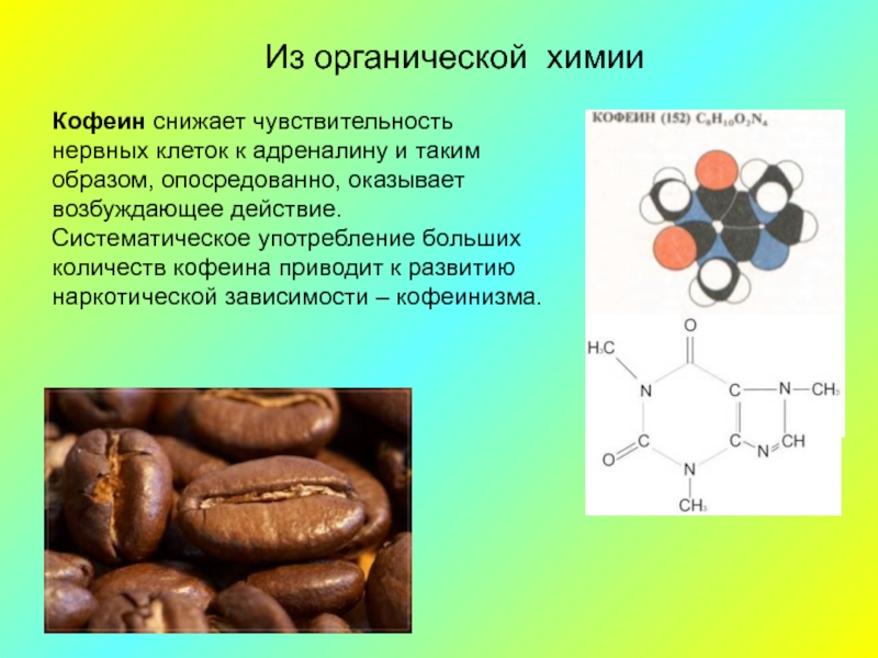 Роль органической химии в решении энергетической безопасности. Кофеин химия. Химическая формула кофеина. Кофеин структурная формула. Химические свойства кофеина.