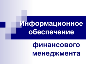 Информационное обеспечение финансового менеджмента