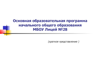 Основная образовательная программа начального общего образования МБОУ Лицей №28