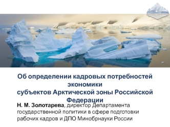 Об определении кадровых потребностей экономики 
субъектов Арктической зоны Российской Федерации