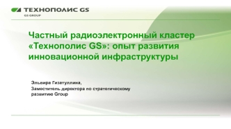 Частный радиоэлектронный кластер Технополис GS: опыт развития инновационной инфраструктуры