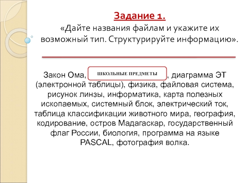 Называется дай. Дайте названия файлам и укажите их возможный Тип.. Структурированный файл. Закон Ома школьные предметы диаграмма это физика файловая система. Файлом называется.