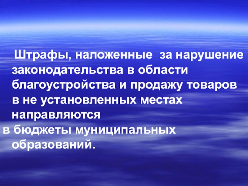 Штрафы, наложенные за нарушение законодательства в области благоустройства и продажу товаров в не установленных