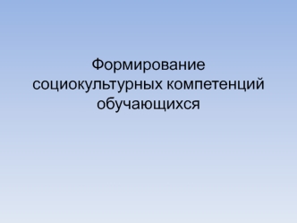 Формирование социокультурных компетенций обучающихся