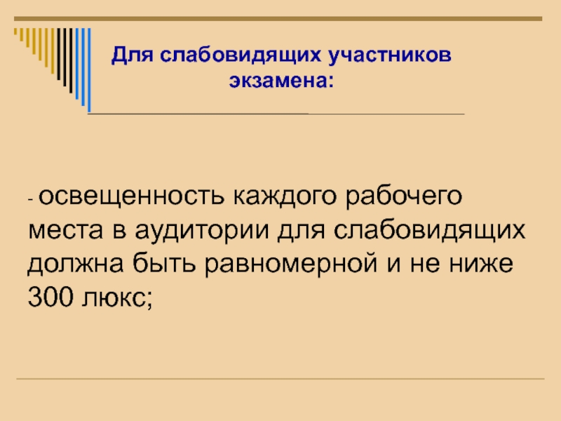 В аудитории вместе со слабовидящими участниками экзамена