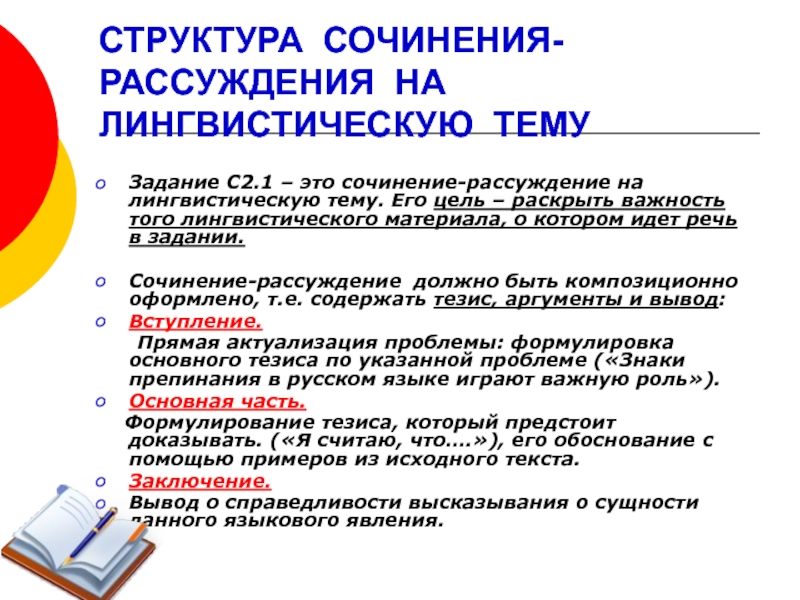 Презентация на тему сочинение рассуждение на лингвистическую тему