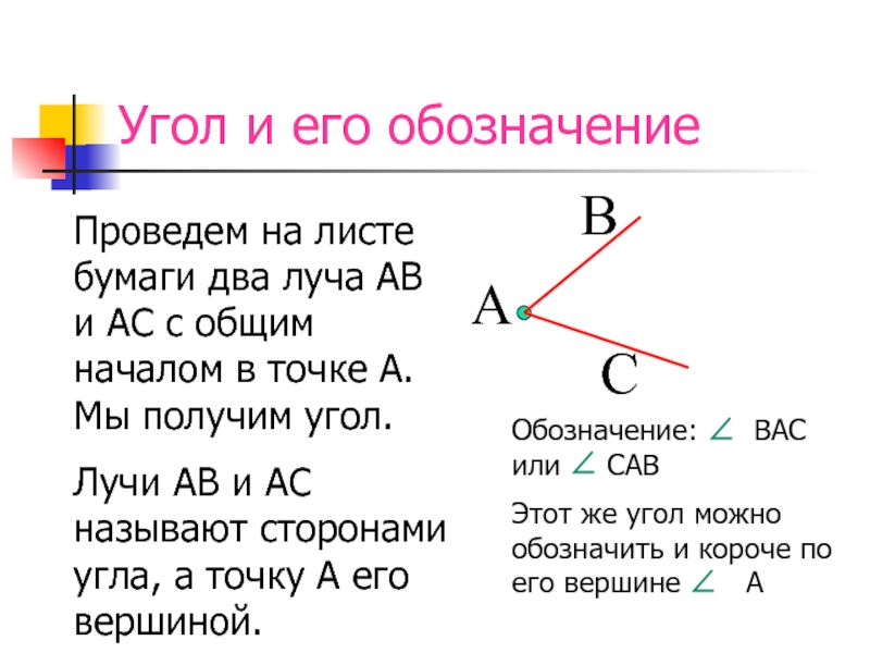 Презентация 2 класс угол виды углов