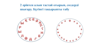 2 ?ріптен алып тастай отырып, с?здерді шы?ару. Б?гінгі та?ырыпты табу