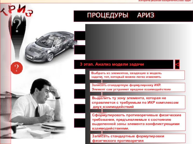 Задача этапа анализа. Модели изобретательских задач в Ариз. Задача анализа к модели. Алгоритм решения изобретательских задач Ариз. Анализ хода решения в Ариз.