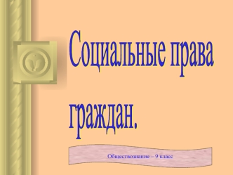 Социальные права 
граждан.