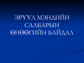 ЭР??Л МЭНДИЙН САЛБАРЫН ?Н??ГИЙН БАЙДАЛ