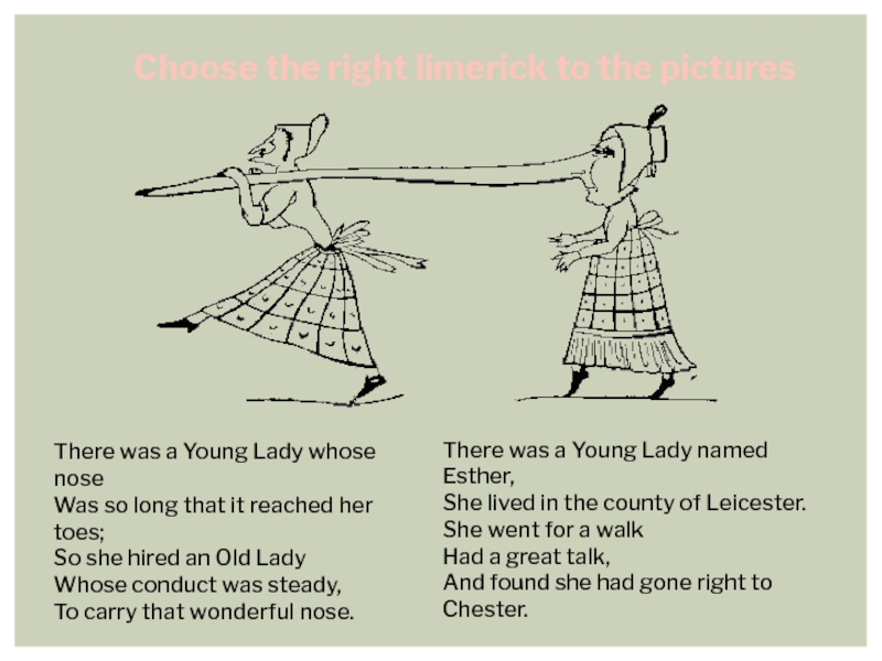 Choose the right limerick to the pictures
