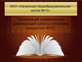 Организация коррекционно-развивающей работы в условиях внедрения ФГОС