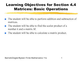 Matrices: Basic Operations