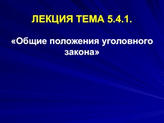 Общие положения уголовного закона