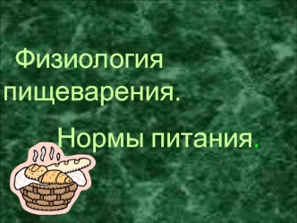 Физиология пищеварения. Нормы питания